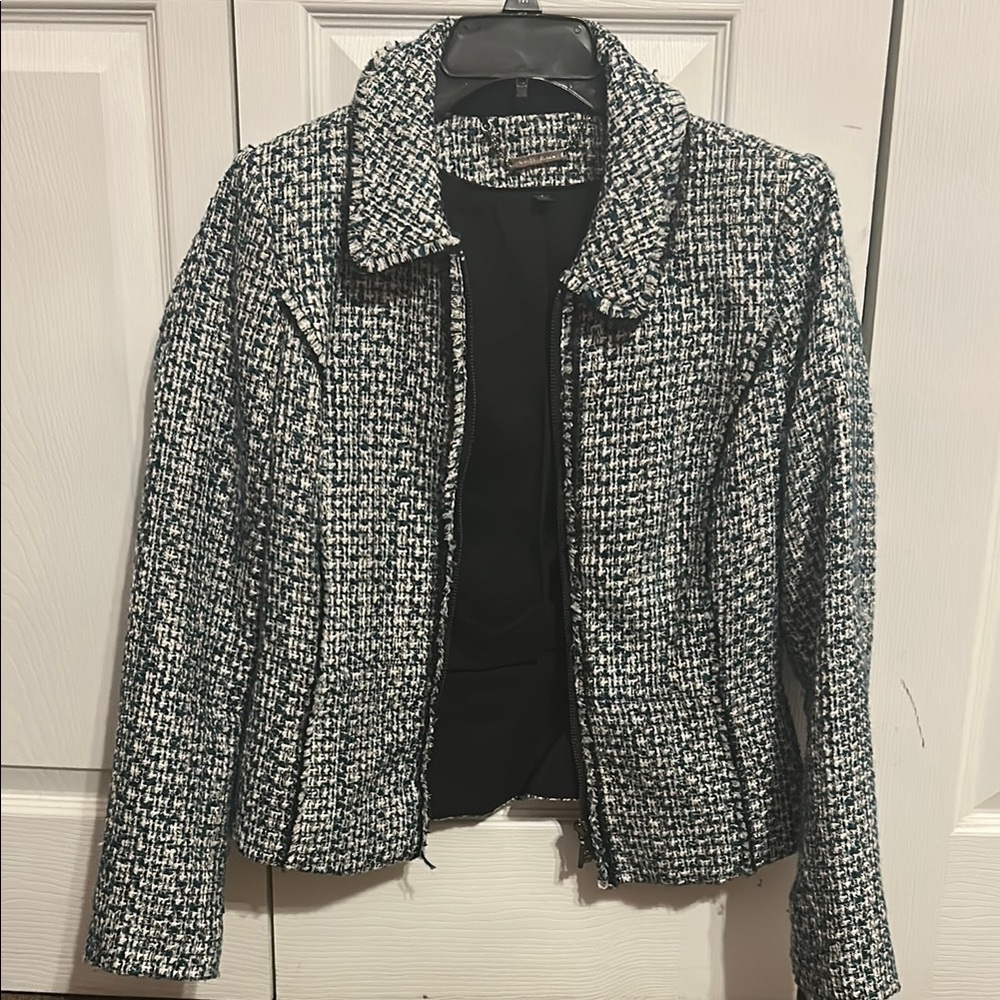 White House Black Market Monochrome Tweed Blazer
